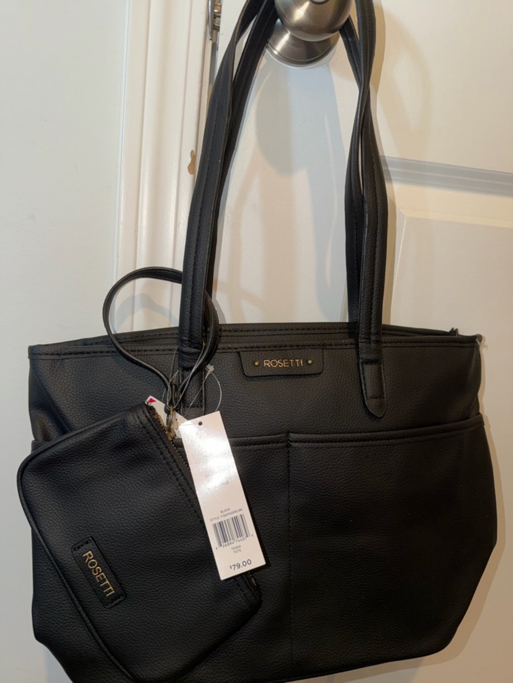 Rosetti Black Tote with Removable Pouch